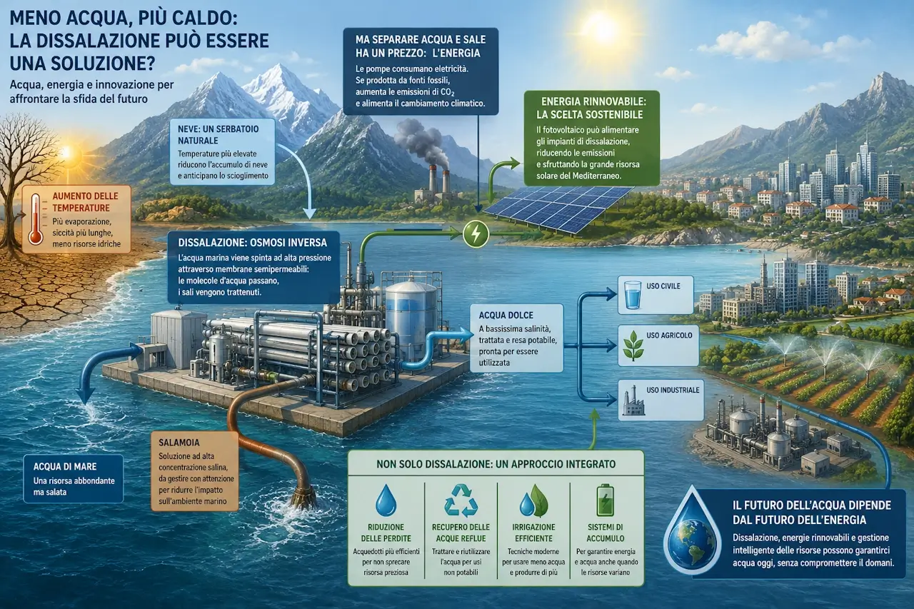 Ciclo di dissalazione dell'acqua marina